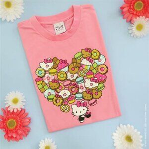 Hello Kitty | Pink Hello Kitty Cafe Heart Treats Tee | Size Medium